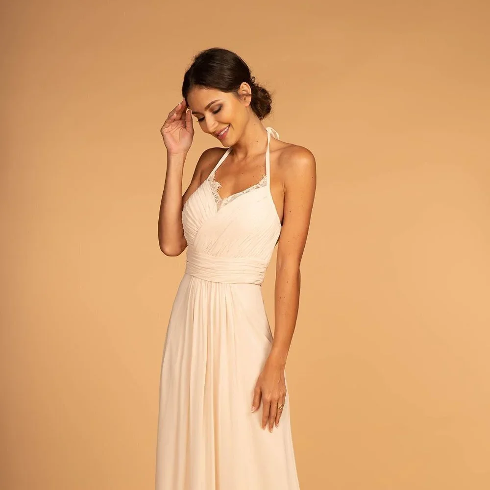 NEW LONG OFF THE SHOULDER SLEEVELESS CHIFFON DRESS WITH HALTER NECKLINE GL2606_3